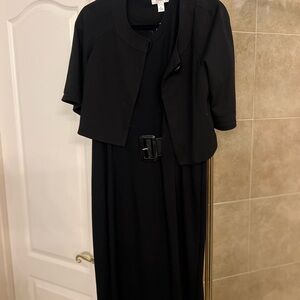 Talbots Black Long Sleeve Dress with Belted Jacket